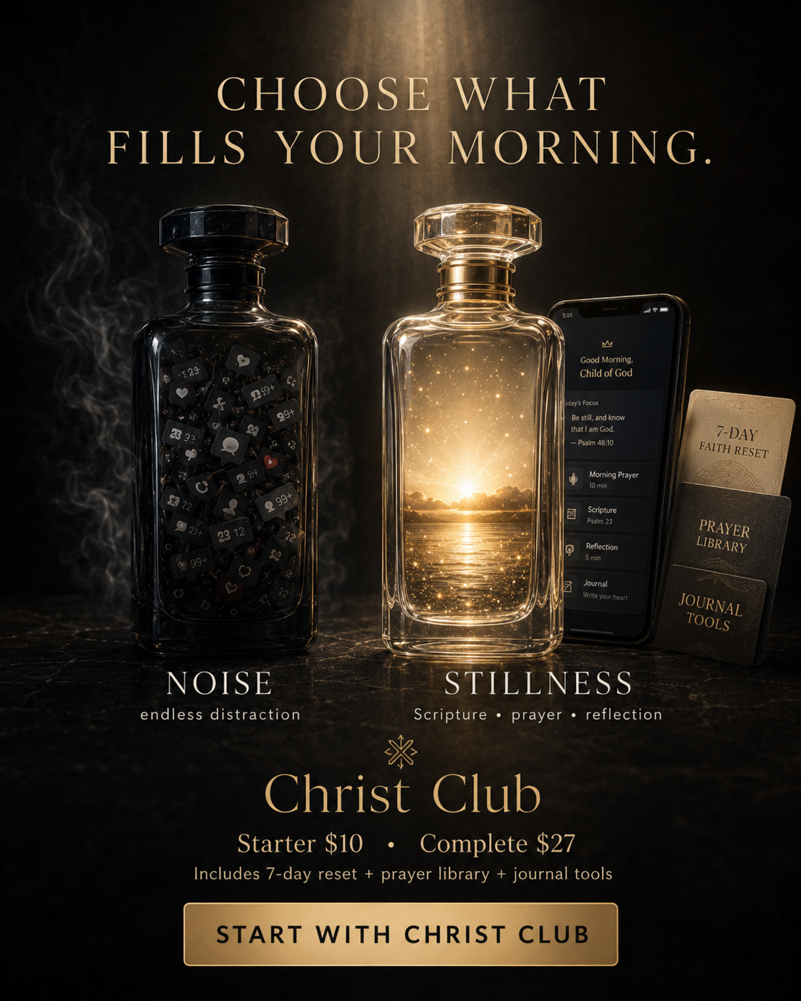 A visual contrast between noise and stillness